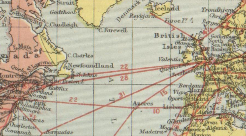 Principal air routes -- North Atlantic, 1920