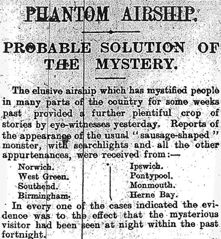 PHANTOM AIRSHIP. PROBABLE SOLUTION OF THE MYSTERY / Standard, 21 May 1909, 21