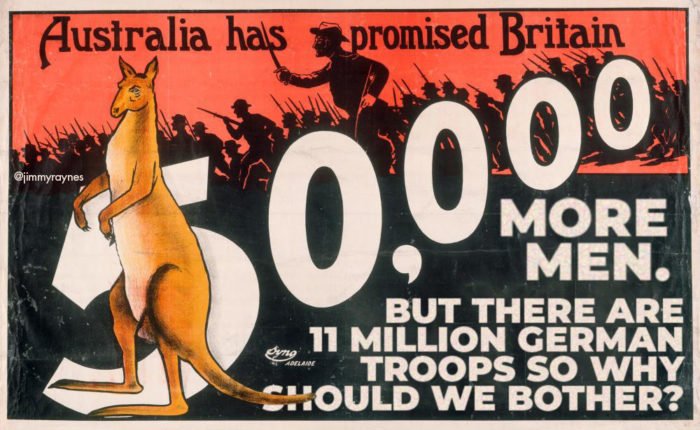Jimmy Raynes, 'Australia has promised Britain 50,000 more men'