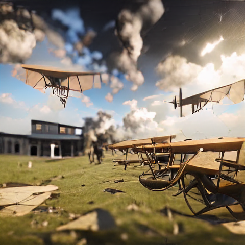 a First World War aerodrome rendered in Unreal Engine