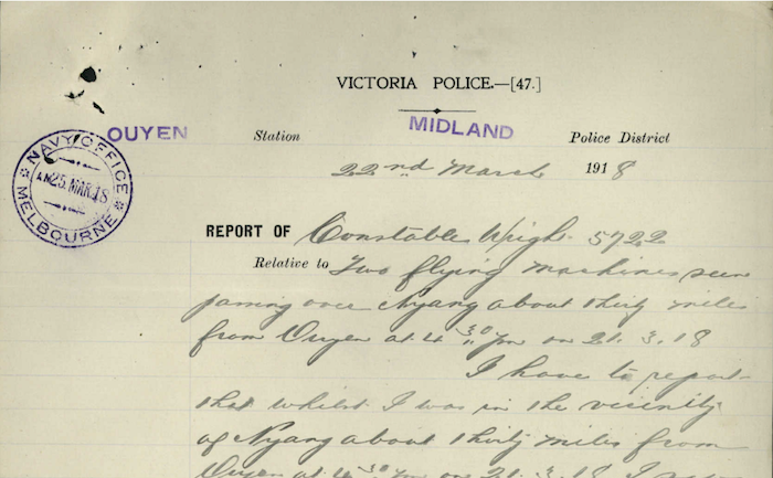 report, J. Wright, 22 March 1918