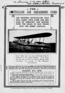 Australian Air Squadrons Fund leaflet