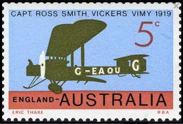 Eric Thake, Vimy flight stamp, 1969