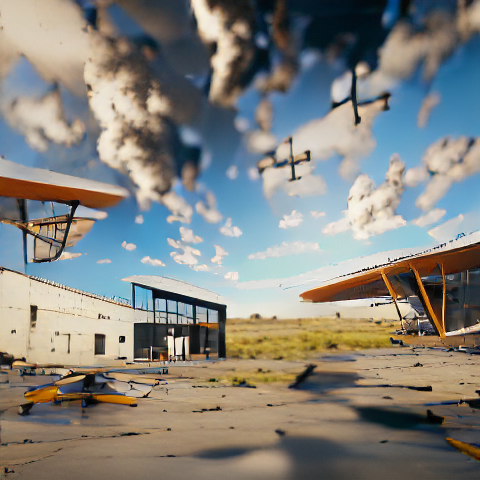 an aerodrome rendered in Unreal Engine