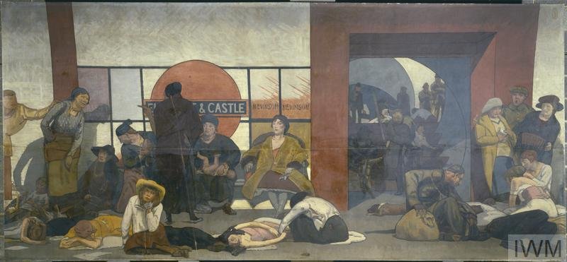 Walter Bayes, The Underworld: Taking Cover in a Tube Station During a London Air Raid (1918)