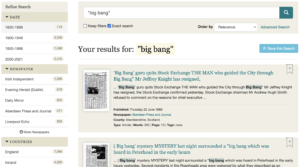 British Newspaper Archive search screen