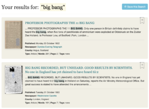 British Newspaper Archive search screen