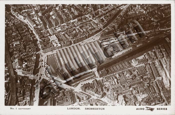 Bishopsgate Goods Yard, Shoreditch, from above, 1920s or 1930s.